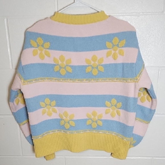 Pastel Floral Cottagecore Cardigan Sweater Cotton Blend - Picture 10 of 11